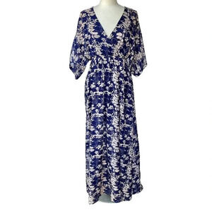 Baltic Born Women's Luca Jacquard Kimono Maxi Dress Blue Pink Size S NWT